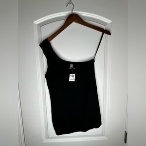 Charlotte Russe Black One Shoulder Tank Top Sz M Y2K